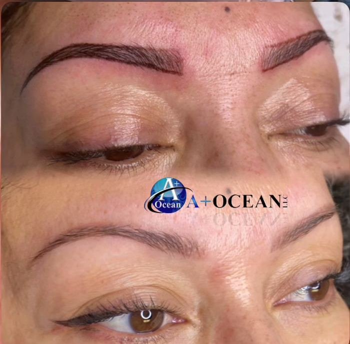 Eyebrow microblading correction using saline removal